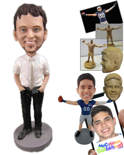 Handsome Man with Perfect Slim Fit Attire Personalized Bobblehead