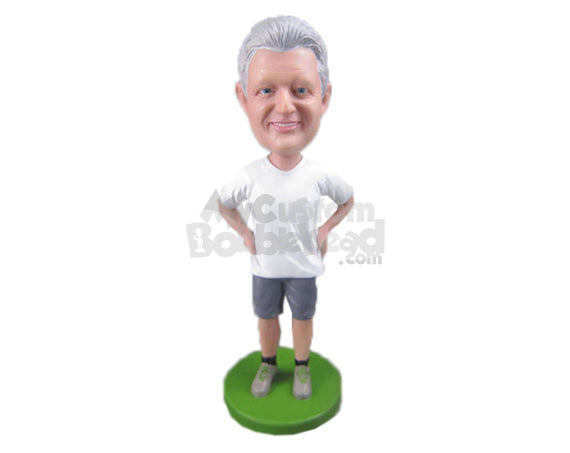 Custom Bobblehead Good Looking Gentleman In Casual Sports Attire - Leisure & Casual Casual Males Personalized Bobblehead & Cake Topper