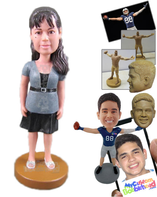 Lovely Lady in Fashionable Skirt Personalized Bobblehead