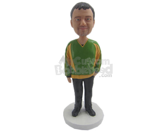 Custom Bobblehead Good Looking Male In Comfortable Loose Attire - Leisure & Casual Casual Males Personalized Bobblehead & Cake Topper