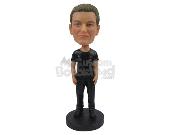 Custom Bobblehead Stylish Guy Killing It With Monochrome Attire Look - Leisure & Casual Casual Males Personalized Bobblehead & Cake Topper