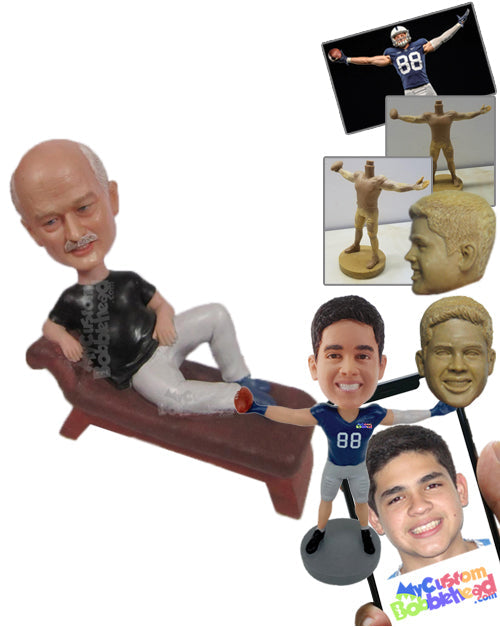 Cool Gentleman Chilling Out on Long Bench Personalized Bobblehead