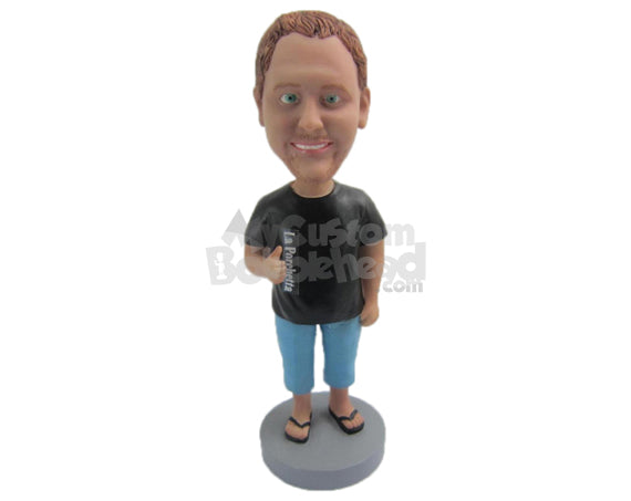 Custom Bobblehead Cool Dude In Shorts With Thumbs Up Gesture - Leisure & Casual Casual Males Personalized Bobblehead & Cake Topper