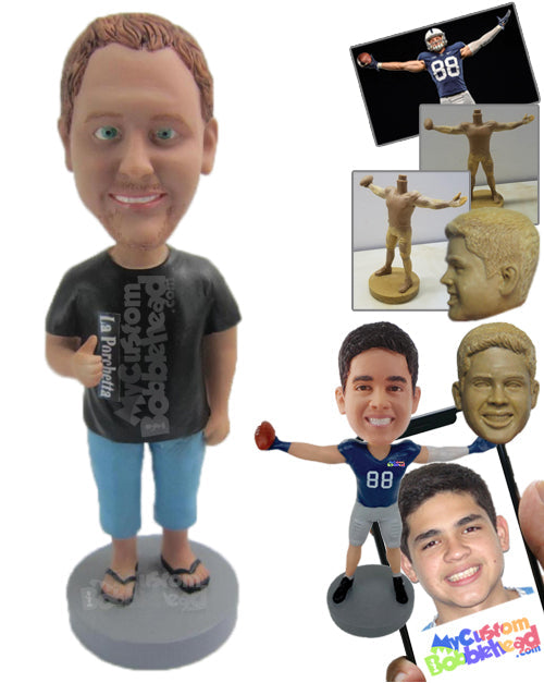 Cool Dude In Shorts with Thumbs Up Gesture Personalized Bobblehead