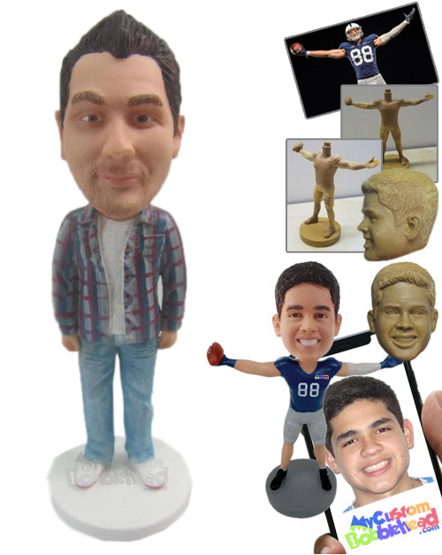 Smart Man in Trendy Shirt Personalized Bobblehead