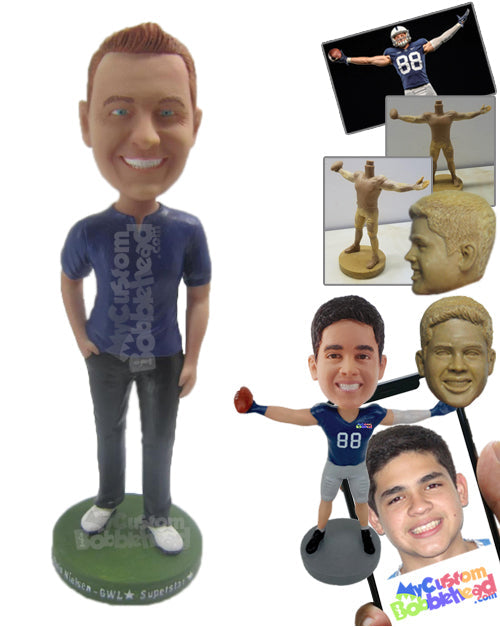 Dashing Handsome in Stylish Dress with Hand in Pocket Personalized Bobblehead