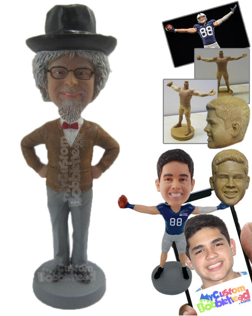 Handsome Gentleman in Classic Sweater Personalized Bobblehead