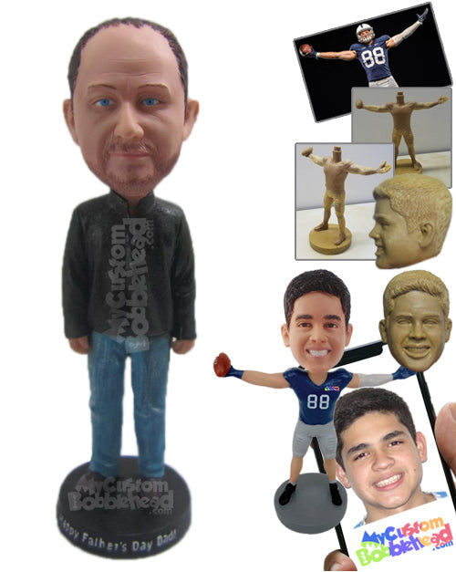 Serious Handsome Man in Upright Position Personalized Bobblehead