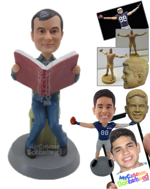 Smart Man with a Big Book in Hand Personalized Bobblehead