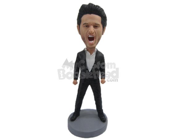 Custom Bobblehead Handsome Hunk Striking A Powerful Pose - Leisure & Casual Casual Males Personalized Bobblehead & Cake Topper