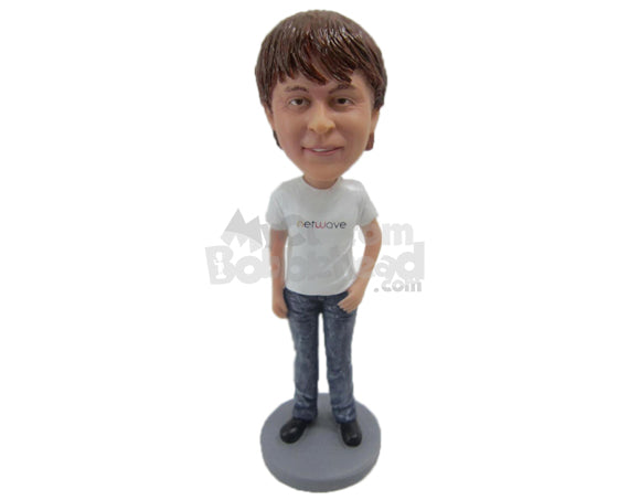 Custom Bobblehead Handsome Guy In Awesome Printed Tshirt - Leisure & Casual Casual Females Personalized Bobblehead & Cake Topper