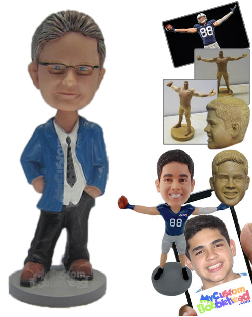 Smart Man in Cool Suit with an Attitude Pose Personalized Bobblehead