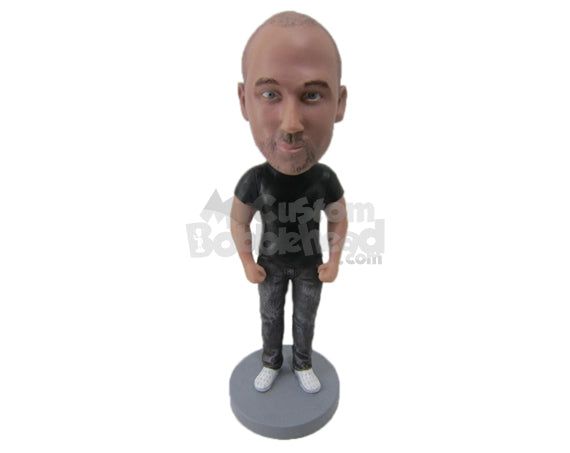 Custom Bobblehead Muscular Hunk With A Strong Build - Leisure & Casual Casual Males Personalized Bobblehead & Cake Topper