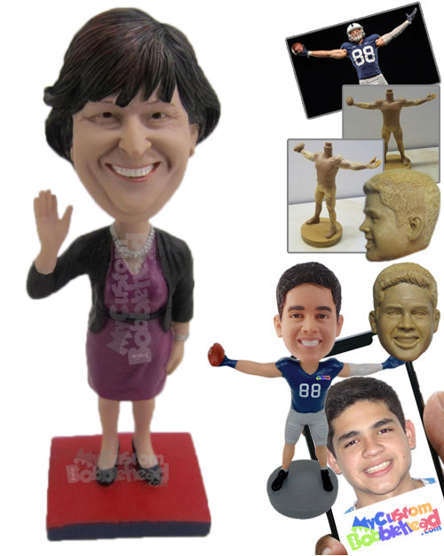 Lovely Woman In Classic Attire With A Stylish Necklace Personalized Bobblehead