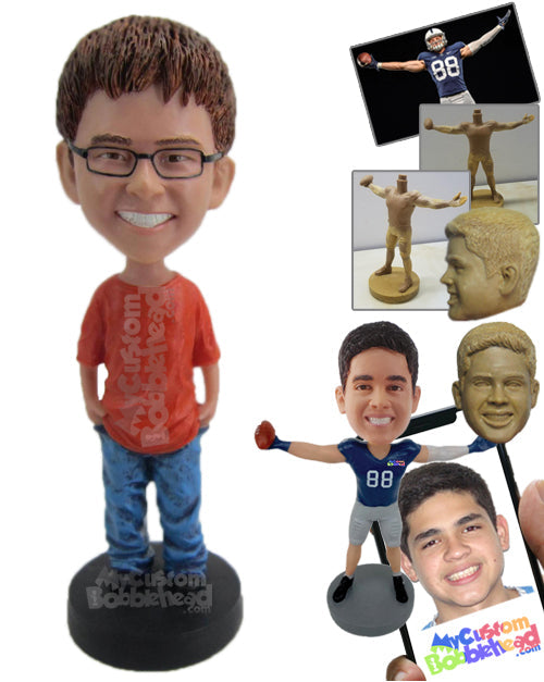 Smart Stylish Boy in Trendy Outfit Personalized Bobblehead