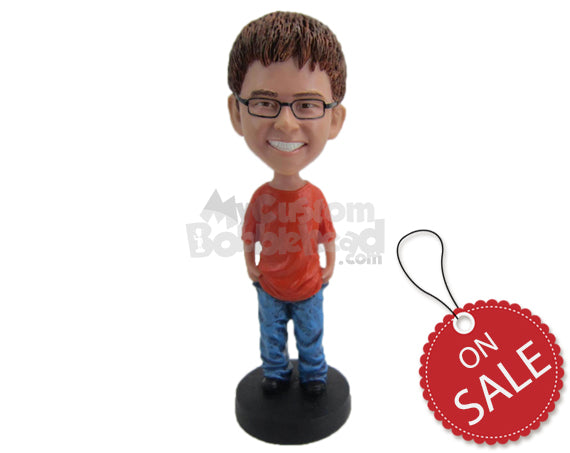 Custom Bobblehead Smart Stylish Boy In Trendy Outfit - Leisure & Casual Casual Males Personalized Bobblehead & Cake Topper