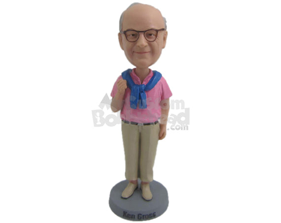 Custom Bobblehead Dashing Gentleman In Bright Coloured Shirt - Leisure & Casual Casual Males Personalized Bobblehead & Cake Topper