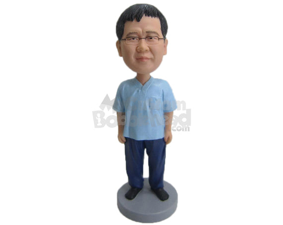 Custom Bobblehead Handsome Male In Comfortable Casual Clothes - Leisure & Casual Casual Males Personalized Bobblehead & Cake Topper