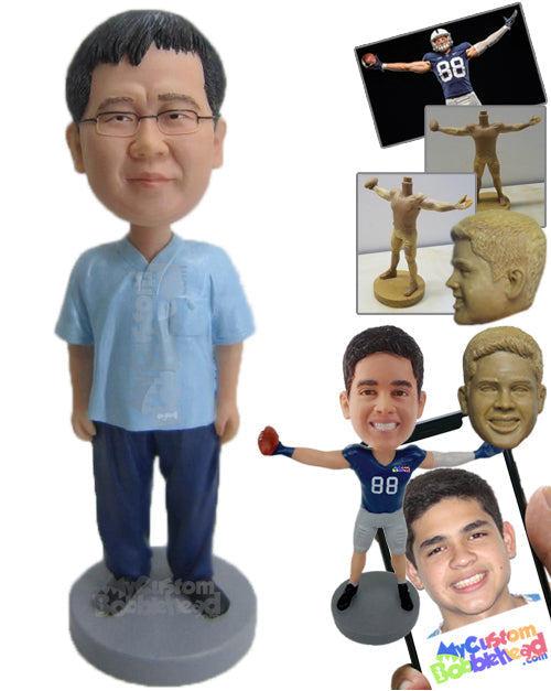 Handsome Male in Comfortable Casual Clothes Personalized Bobblehead