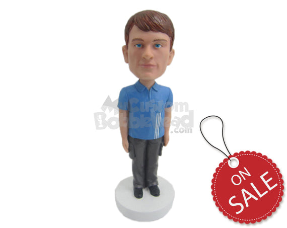 Custom Bobblehead Neat Man In Upright Position - Leisure & Casual Casual Males Personalized Bobblehead & Cake Topper