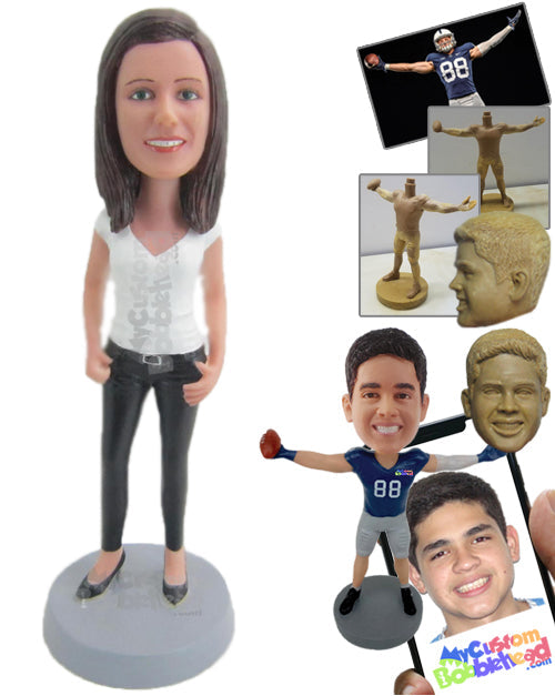 Sexy Girl in Trendy Top Striking in a Confident Pose Personalized Bobblehead