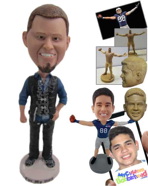 Handsome Guy with an Awesome Half Jacket Personalized Bobblehead