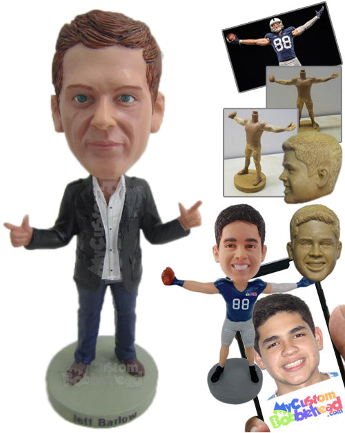 Handsome Gentleman Rocking in Awesome Suit Personalized Bobblehead