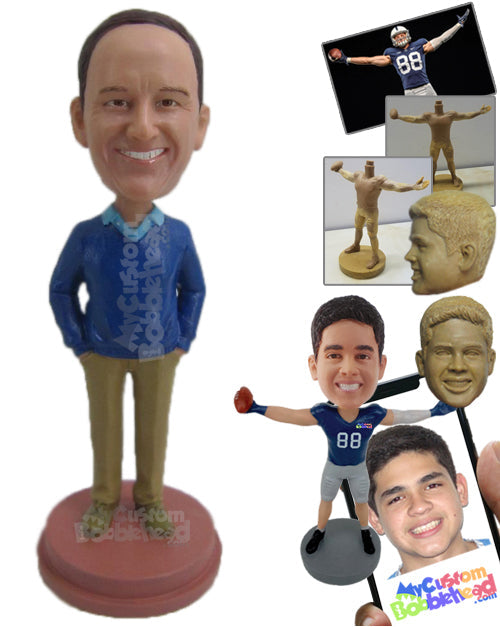 Dapper Male in Upright Position with Hands in Pocket Personalized Bobblehead