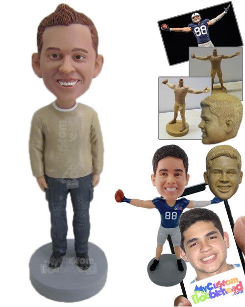 Happy Lad in Upright Position Personalized Bobblehead