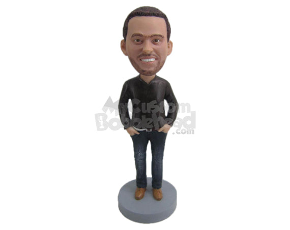 Custom Bobblehead Dashing Dude Killing It With Trendy Shirt - Leisure & Casual Casual Males Personalized Bobblehead & Cake Topper