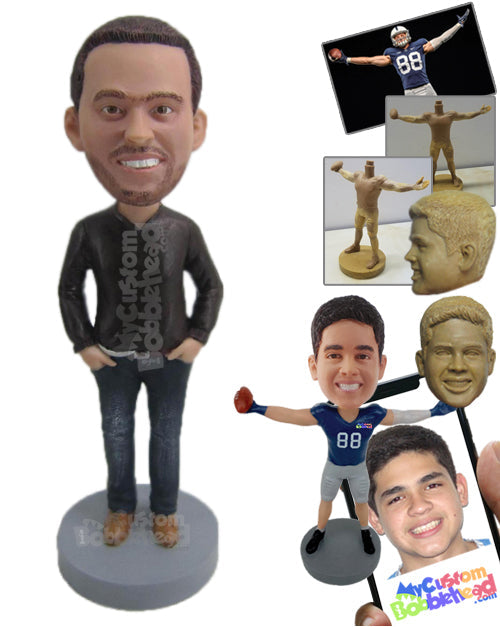 Dashing Dude Killing It with Trendy Shirt Personalized Bobblehead