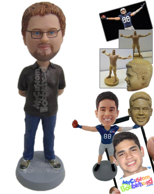 Smart Guy in a Confident Pose Personalized Bobblehead