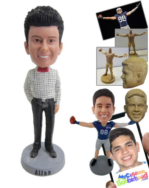 Smart Boy Wearing Formal Long-Sleeved Shirt and Front-Flat Pants Personalized Bobblehead