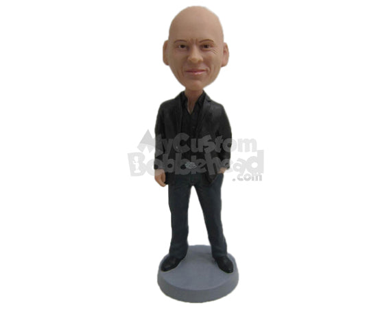 Custom Bobblehead Smart Man Wearing A Jacket, Formal Pants And Shoes - Leisure & Casual Casual Males Personalized Bobblehead & Cake Topper