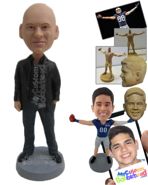 Smart Man Wearing a Jacket, Formal Pants, and Shoes Personalized Bobblehead