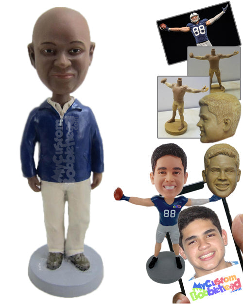 Handsome Man Wearing a Jacket and Pants with Work Boots Personalized Bobblehead