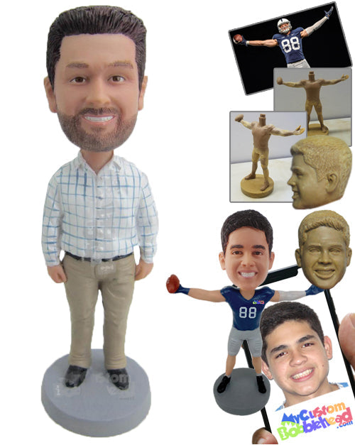 Successful Man Looking to Seal the Deal in Dress Shirt and Pants Personalized Bobblehead