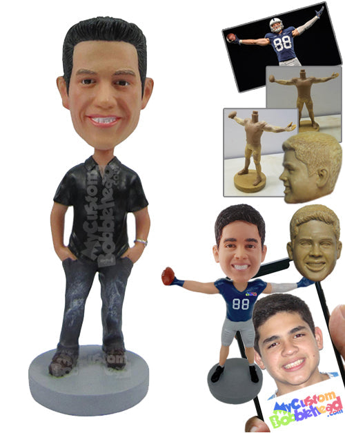 Handsome Hunk in All Swag with Hands in Pocket and a Wrist Watch Personalized Bobblehead