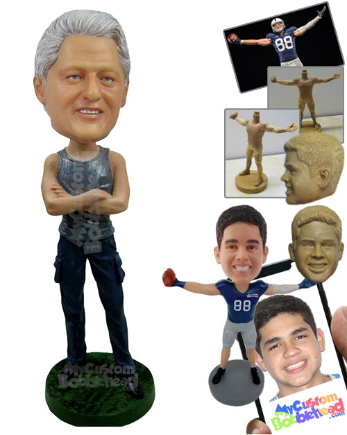 Relaxed Pal with Crossed Arms and Cargo Pants Personalized Bobblehead