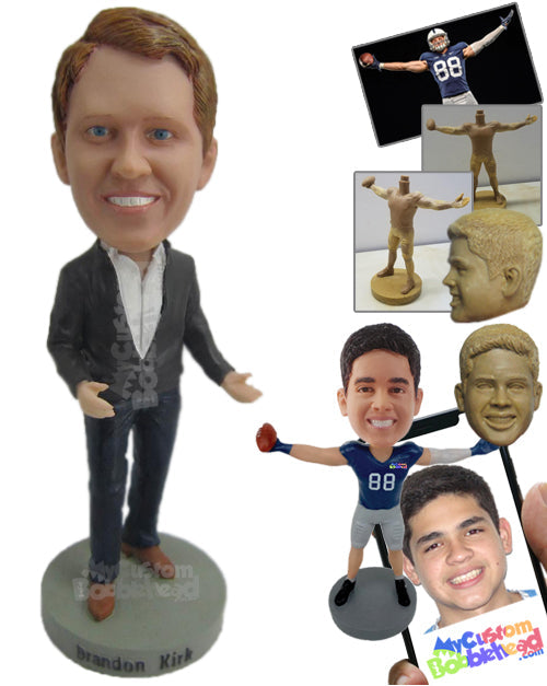 Trendy Man in Suit and Formal Shoes Personalized Bobblehead