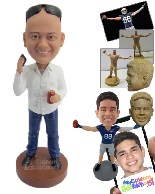 Trendy Dude in Shirt, Jeans, and Casual Shoes Personalized Bobblehead