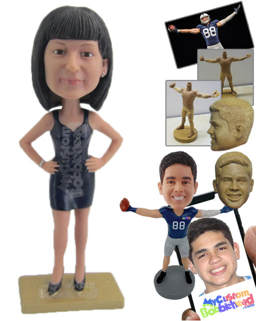 Fashionable Lady Wearing a Top and Short Skirt with High Heels Personalized Bobblehead