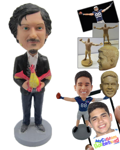 Man Wearing Fashionable Suit with Casual Front-Flat Pants and Shoes Personalized Bobblehead