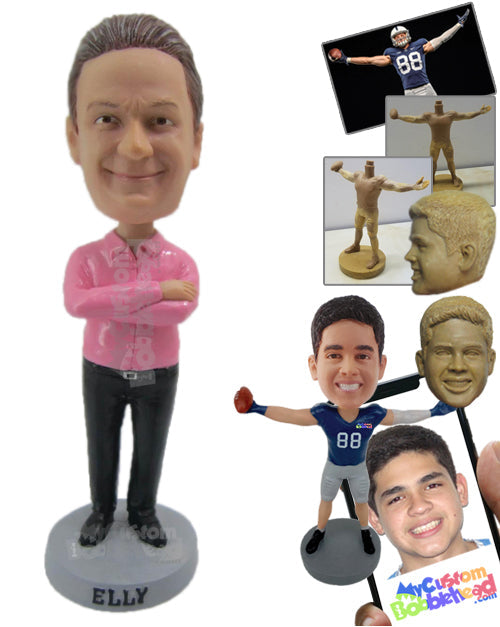 Pal Wearing a Long-Sleeved Shirt and Casual Pants and Shoes Personalized Bobblehead