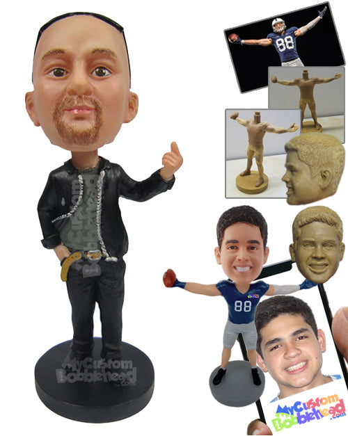 Modern Guy with a Stylish Pair of Jeans and One Hand in Pocket Personalized Bobblehead