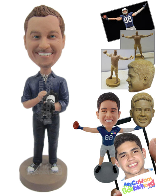 Dude Wearing a Rolled Up Sleeved Shirt, Casual Pants, and Classy Shoes Personalized Bobblehead