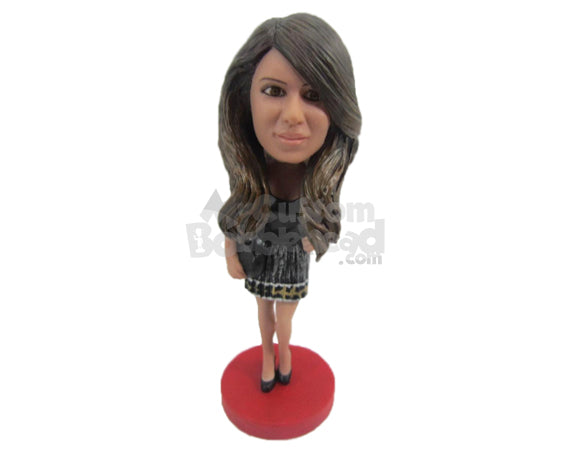 Custom Bobblehead Beautiful Lady Wearing A Gorgeous Dress With High Heels - Leisure & Casual Casual Females Personalized Bobblehead & Cake Topper