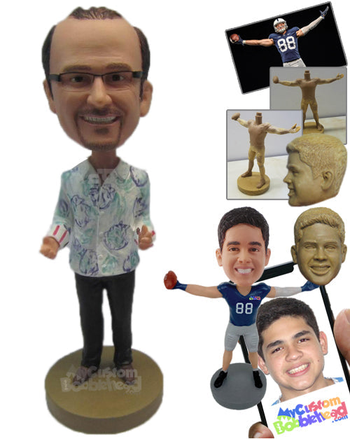 Gentleman Wearing a Shirt and Jeans with Casual Shoes Personalized Bobblehead