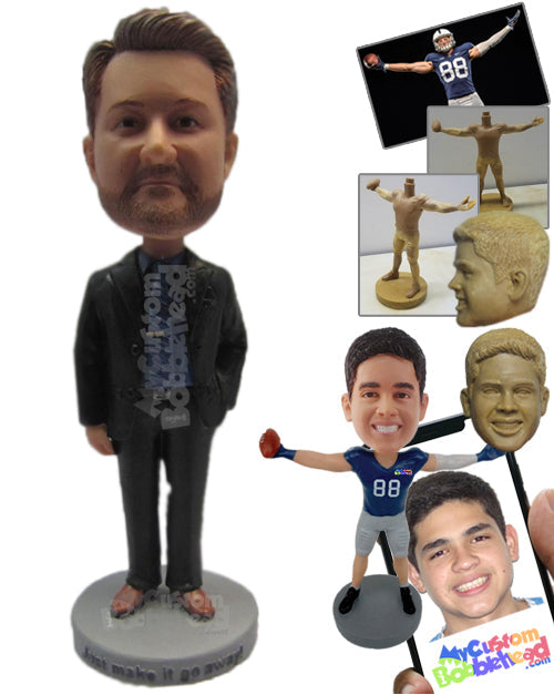 Dude Wearing a Jacket and Formal Pants and Shoes Personalized Bobblehead