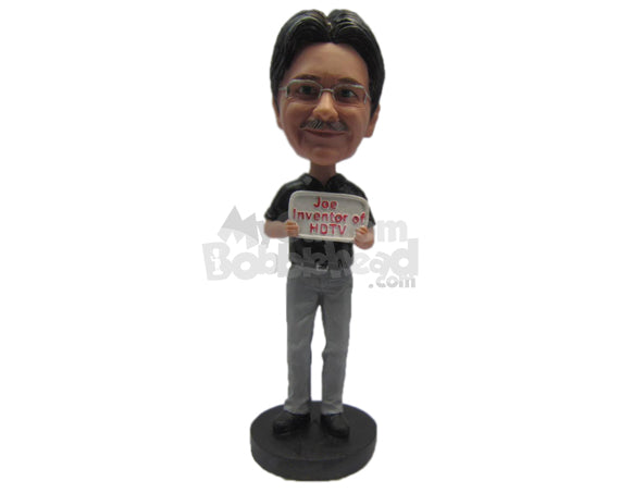 Custom Bobblehead Trendy Man Wearing A Short-Sleeved Shirt, Formal Pants Shoes - Leisure & Casual Casual Males Personalized Bobblehead & Cake Topper